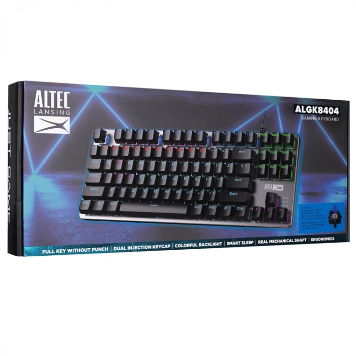 ALTEC LANSİNG ALGK8404 SİYAH/GÜMÜŞ BLUE SWITCH RAİNBOW 87 TUŞLU SÜPER KOMPAKT MEKANİK GAMİNG OYUNCU KLAVYE