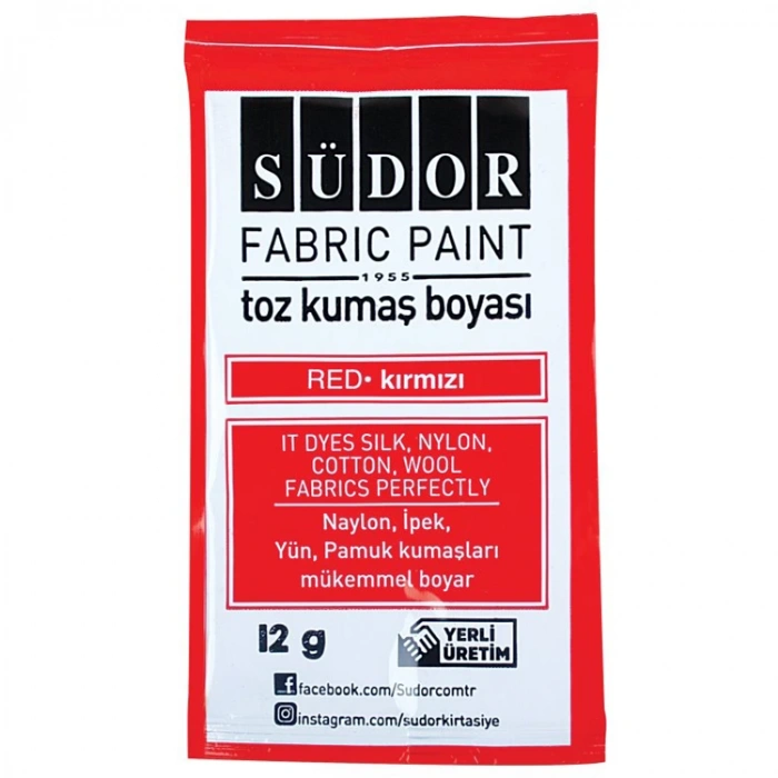 SÜDOR KB03 TOZ KUMAŞ BOYASI KIRMIZI 12 GR.