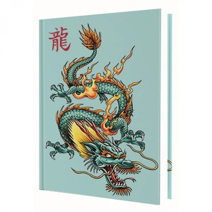 DEFFTER 14X20 CHINESE GREEN DRAGON SERT KAPAK ÇİZGİLİ DEFTER 96 YP