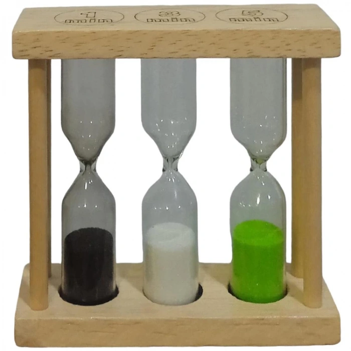 YLZ 028 MİNİ AHŞAP 3LÜ KUM SAATİ 1-3-5 DAKİKA