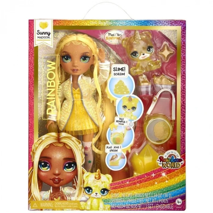 RAINBOW HIGH 120186 SUNNY MADISON MODA BEBEK PARLAK SLIME VE EVCİL HAYVAN 3+
