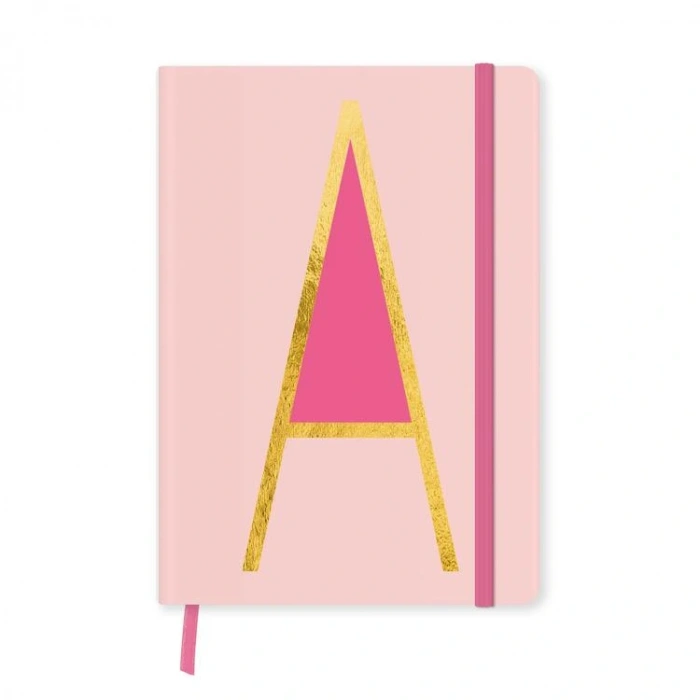 DEFFTER FABOOKS MONOGRAM HARF BASKILI LASTİKLİ SERT KAPAK ÇİZGİLİ DEFTER 168 SYF - A