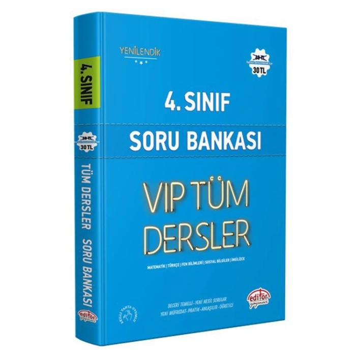 EDİTÖR 4. SINIF VİP TÜM DERSLER SORU BANKASI MAVİ KİTAP