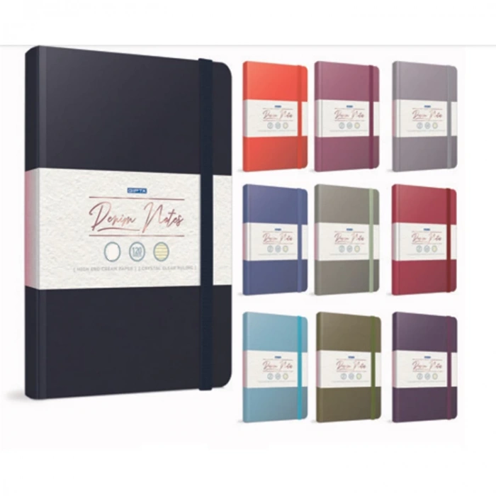 GIPTA DENIM NOTES İPLİK DİKİŞLİ SERT KAPAK DEFTER 19X26 120YP. ÇİZGİLİ