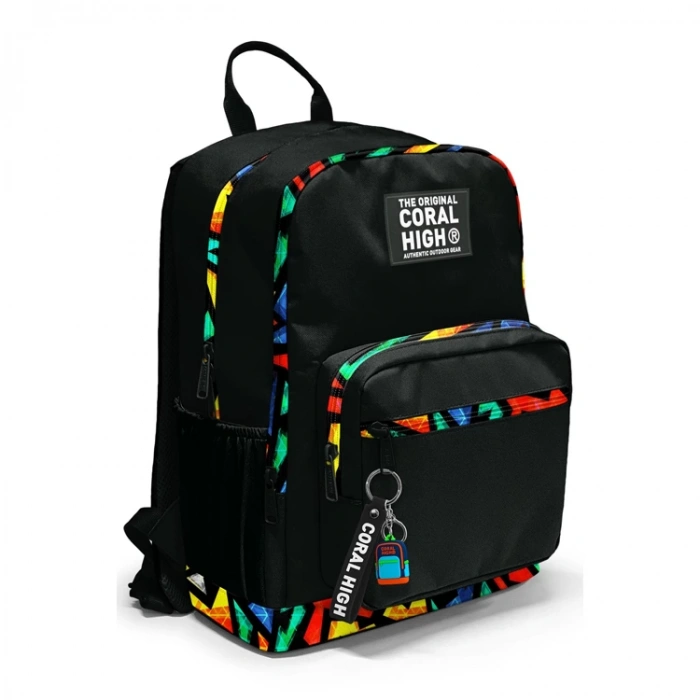 CORAL HIGH 23633 KIDS SİYAH GRAFİTİ DESENLİ DÖRT BÖLMELİ SIRT ÇANTASI