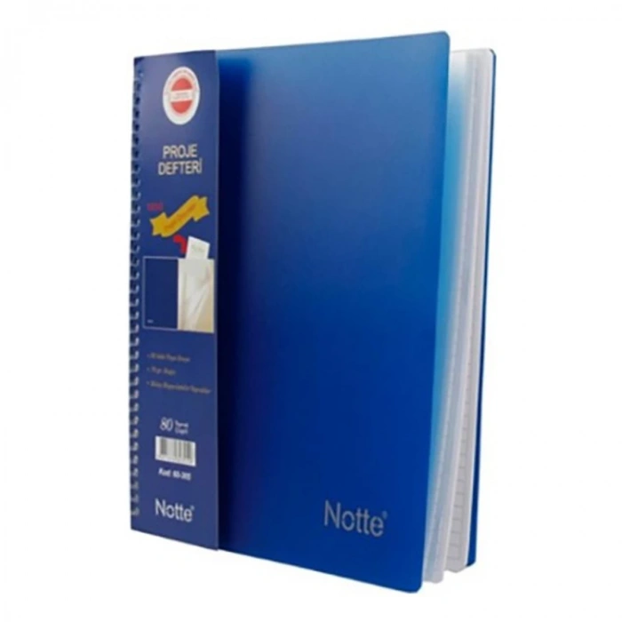 NOTTE SPİRALLİ PLASTİK KAPAK PROJE DEFTERİ A4 80 YP. KARELİ