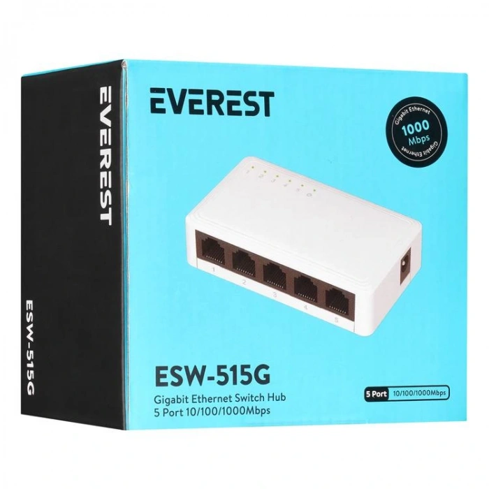 EVEREST ESW-515 G 5 PORT 10/100/1000 Mbps GİGABİT MASAÜSTÜ ETHERNET SWITCH HUB