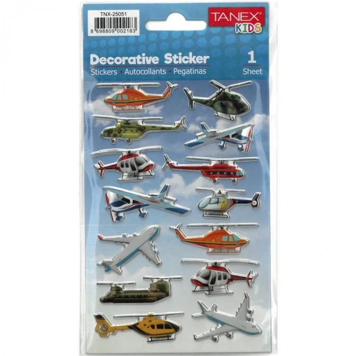 TANEX KIDS TNX-25051 DEKORATİF ETİKETLER - HELİKOPTER SERİSİ STICKER