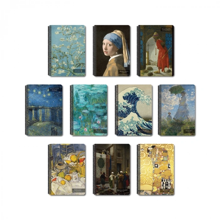 PAPİRÜS  TUVAL SERT KAPAK SPİRALLİ 16X23 100YP. KARELİ DEFTER