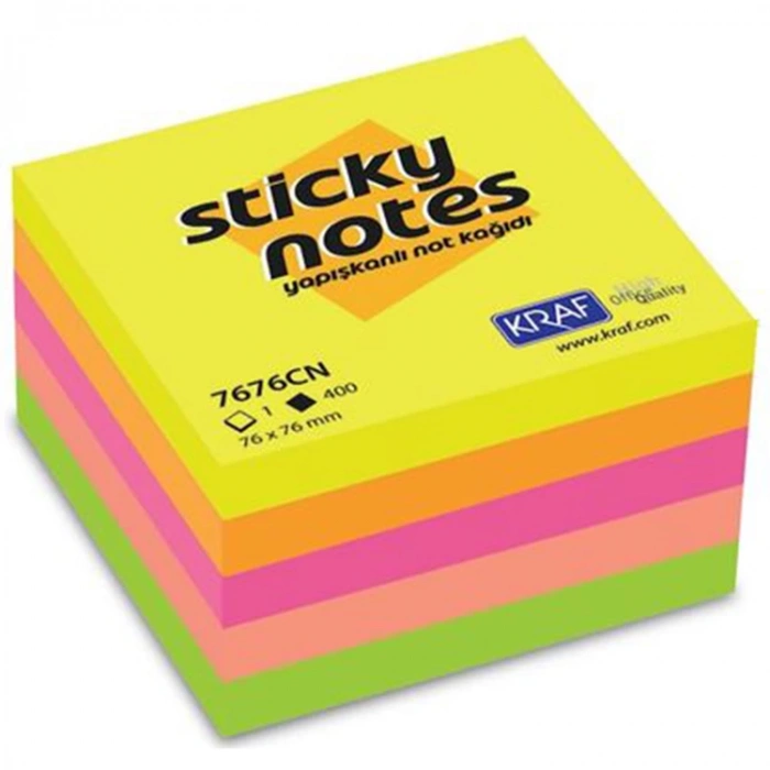 KRAF YAPIŞKANLI NOT KAĞIDI KÜP 76X76 NEON 7676CN