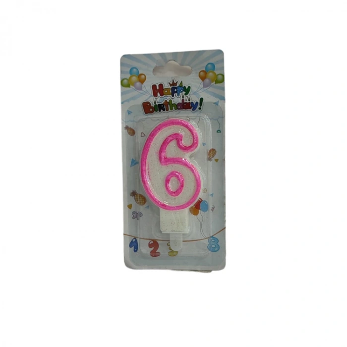 TEKNOPOİNT SİMLİ MUM RAKAM PEMBE 6