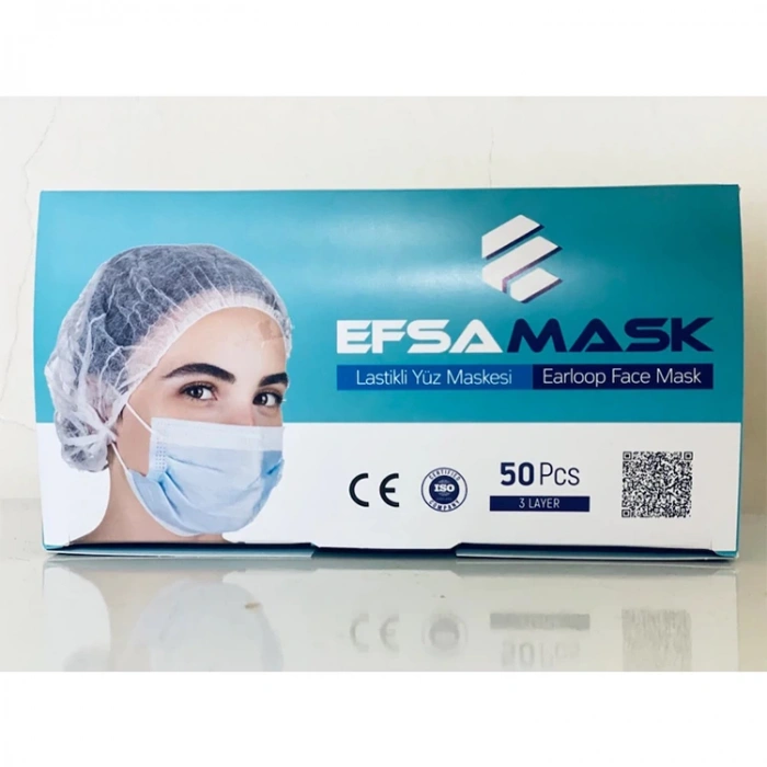 EFSAMASK TELLİ YÜZ MASKESİ 3 KATLI 50Lİ
