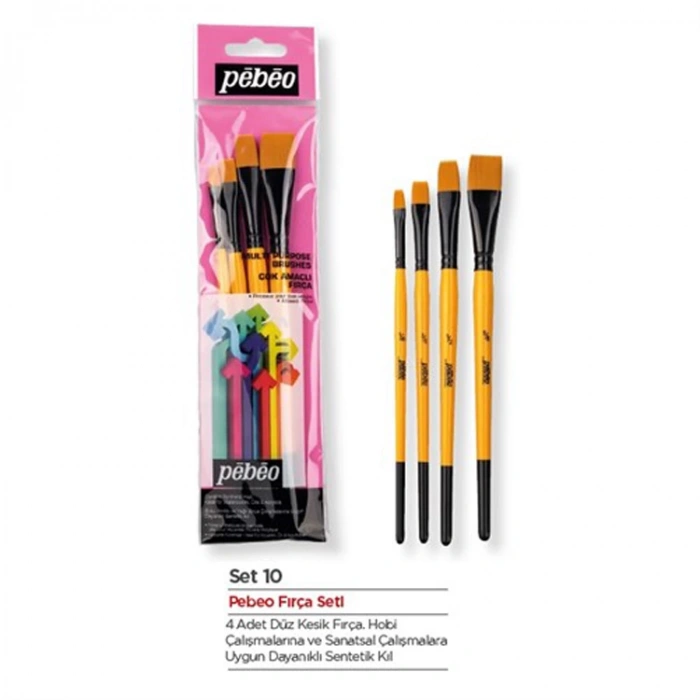 PEBEO SET-10  4LÜ  FIRÇA SETİ DÜZ KESİK  NO:1/4