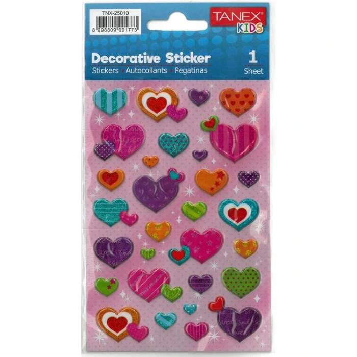 TANEX KIDS TNX-25010 DEKORATİF ETİKETLER -  KALP SERİSİ STICKER