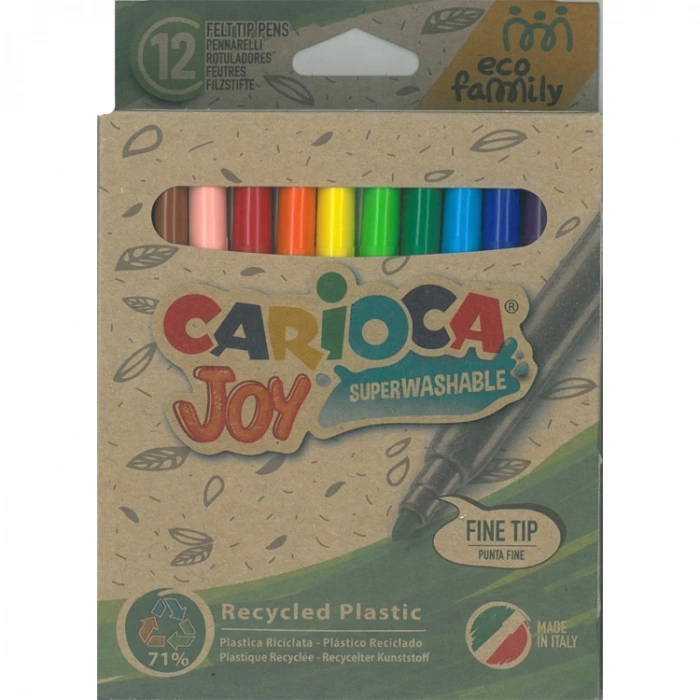 CARIOCA ECO FAMILY JOY SÜPER YIKANABİLİR KEÇELİ BOYA KALEMİ 12Lİ