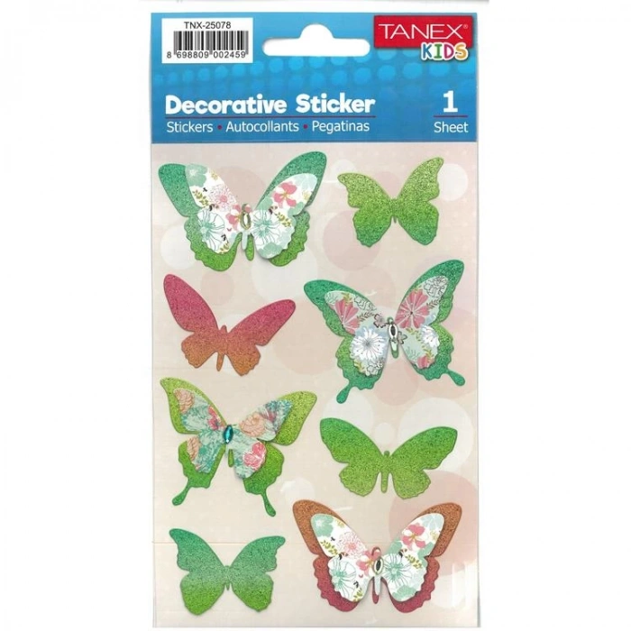 TANEX KIDS TNX-25078 DEKOTARİF ETİKETLER - KELEBEK SERİSİ- 1 ADET