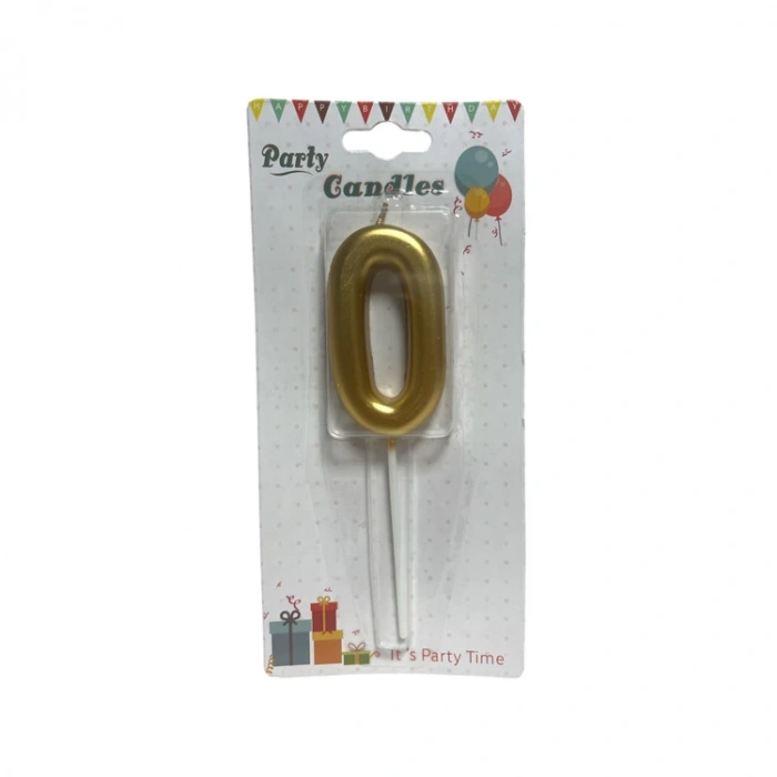 PARTY MARTY NEDİ-M155G PASTA-DOĞUM GÜNÜ MUMU ÇUBUKLU RAKAM 0 - ALTIN SERİ