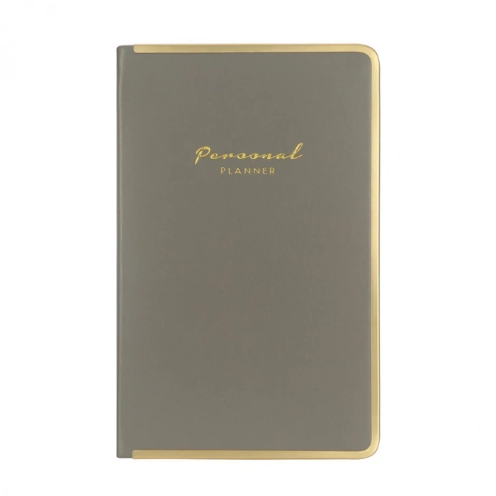 VICTORIAS JOURNALS MONACO 0235 VEGAN DERİ SERT KAPAK 13x21 100gr.160 SYF. PLANNER ÇİZGİLİ DEFTER GRİ