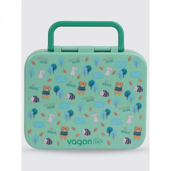 UZSPACE VGN-092 3 BÖLMELİ TUTMA SAPLI YEMEK KABI - LUNCH BOX 1000 ML YEŞİL