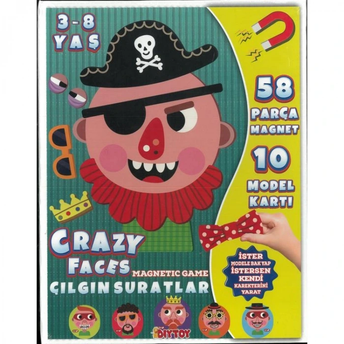 DİYTOY  CF2472 MANYETİK MAGNET TAMAMLAMA ÇILGIN SURATLAR OYUNU 58 PARÇA 3-8 YAŞ