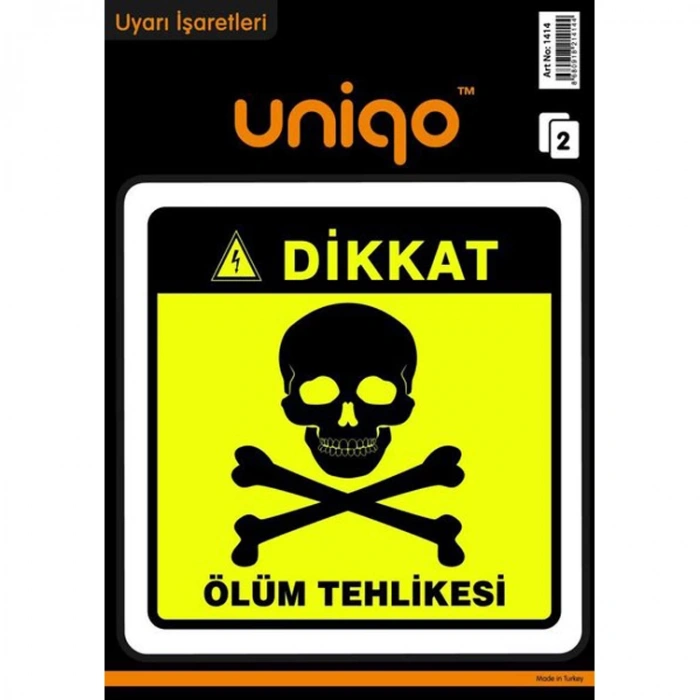 CREA UNIQO UYARI ETİKETİ - DİKKAT ÖLÜM TEHLİKESİ İŞARETİ 2Lİ  1414