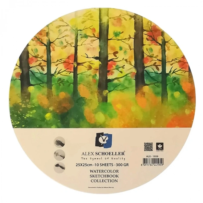 ALEX 25x25 SULUBOYA DEFTERİ 300GR.10YP. WATERCOLOR SKETCHBOOK ALX-1959