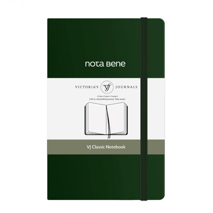 VICTORIAS JOURNALS NOTE BENE 9238 CLASSIC NOTEBOOK ESNEK KAPAK 9x14cm 70gr.400 SYF. ÇİZGİLİ DEFTER YEŞİL