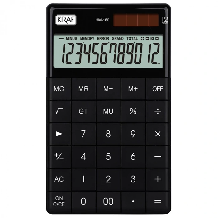 KRAF 12 HANE MASAÜSTÜ HESAP MAKİNESİ HM-180 BK SİYAH