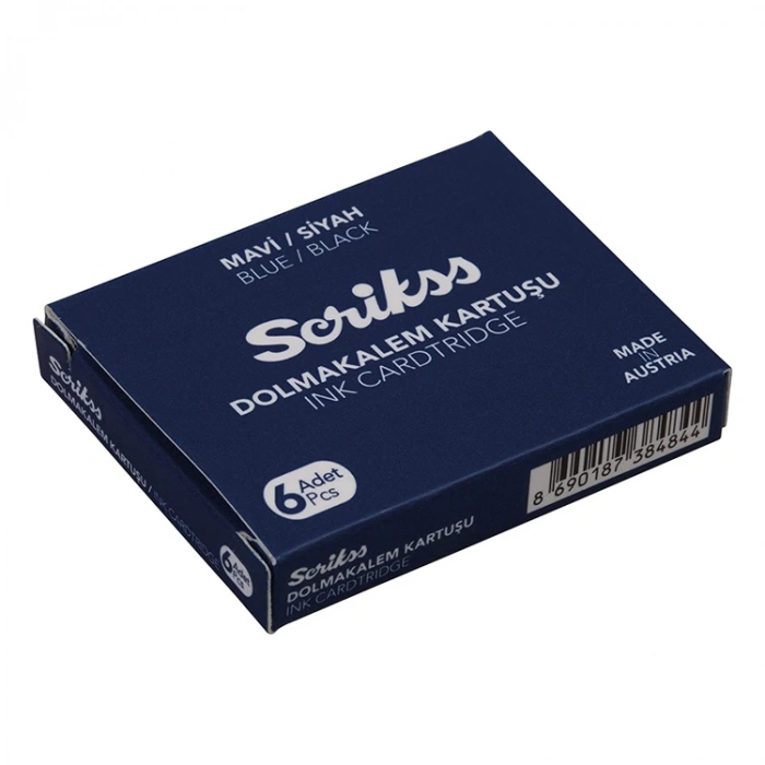SCRIKSS DOLMA KALEM KARTUŞU 6LI MAVİ/SİYAH