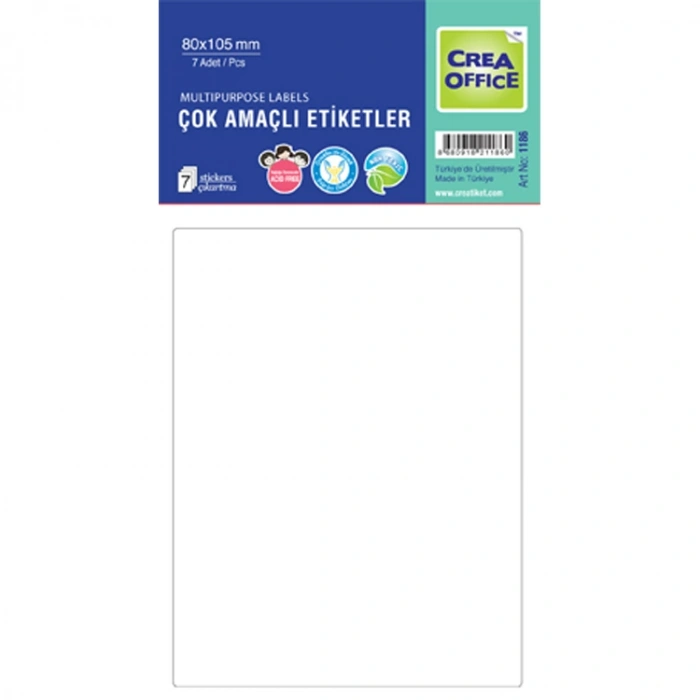 CREA OFC- 1186 39x54mm BEYAZ OFİS ETİKETİ 7Lİ (28)