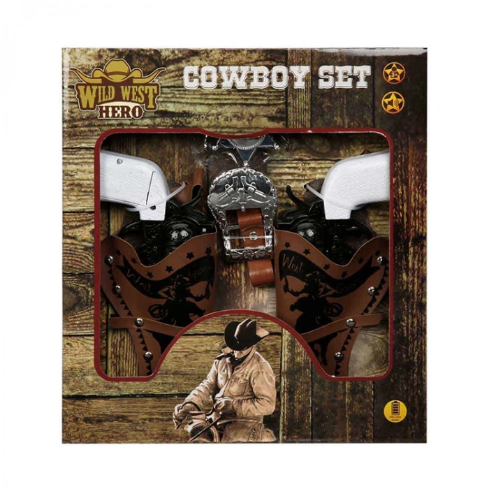 SUN S00009050 KUTULU ÇİFT TABANCA SESLİ IŞIKLI KOVBOY SETİ