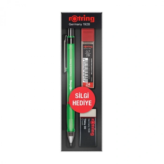 ROTRING VISUCLICK VERSATİL + MİN + SİLGİ 3LÜ OKUL SETİ - 0.7 mm OPAK YEŞİL RO-VK07 YESILOPAK
