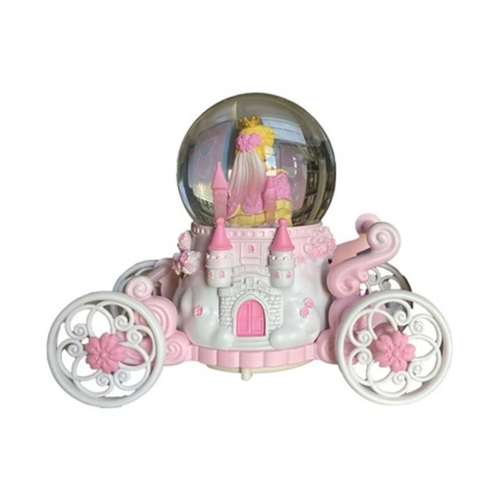 CEREN HDY0312 ORTA BOY HEDİYELİK MÜZİKLİ IŞIKLI FAYTON ARABALI ETRAFINDA DÖNEBİLEN KAR ATAN KAR KÜRESİ (PİLLİ) PRENSES