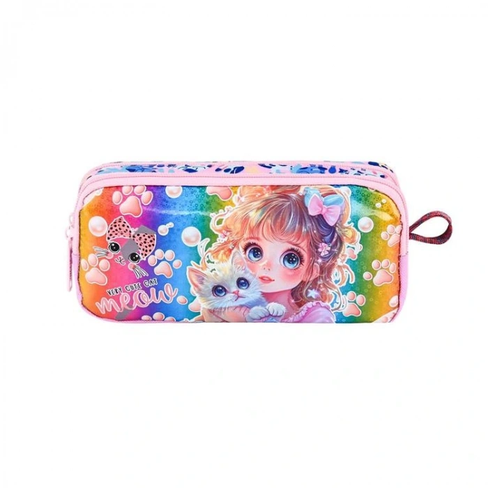 MUGGLE MU-6112 TPU BASKILI KIZ 2 BÖLMELİ KALEM ÇANTASI