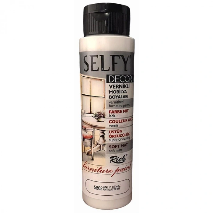 RİCH SLF-500-5802 SELFY DECOR VERNİKLİ AKRİLİK BOYA 500cc.ANTİK BEYAZ