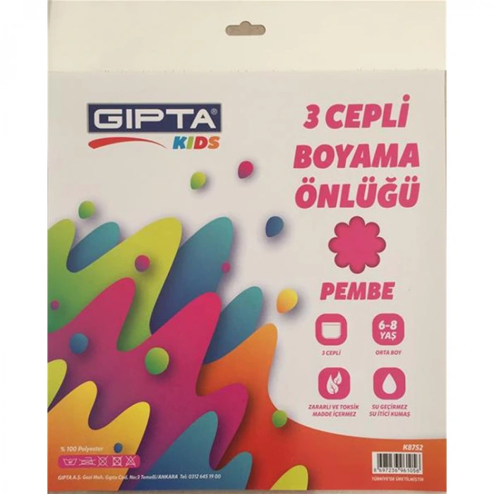 GIPTA BOYAMA ÖNLÜĞÜ - 3 CEPLİ ORTA BOY BEBEK PEMBESİ