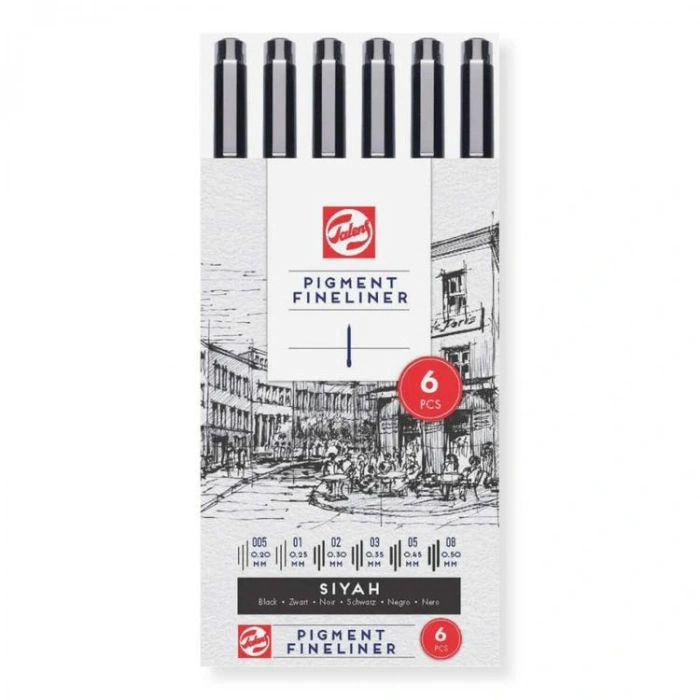 TALENS RT90480962 PİGMENT FINELINER ÇİZİM KALEMİ 6LI SET SİYAH