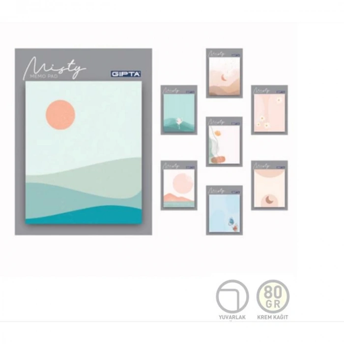 GIPTA MISTY MEMO PAD 12x16 BLOKNOT DEFTER 80 YP. ÇİZGİSİZ (DÜZ)