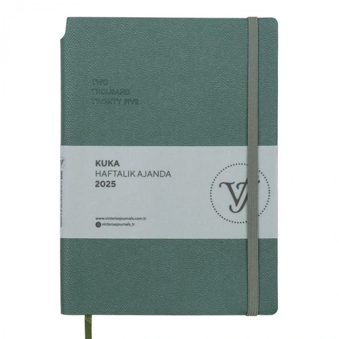 VICTORIAS JOURNALS 124-1432 14X20,5 KUKA HAFTALIK AJANDA A5 - YEŞİL