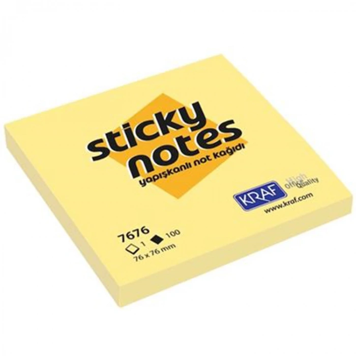 KRAF YAPIŞKANLI NOT KAĞIDI 76X76 SARI 7676
