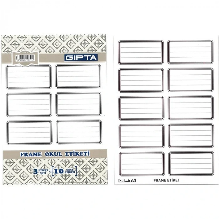 GIPTA FRAME OKUL ETİKETİ SİYAH 3 YP. - 2947
