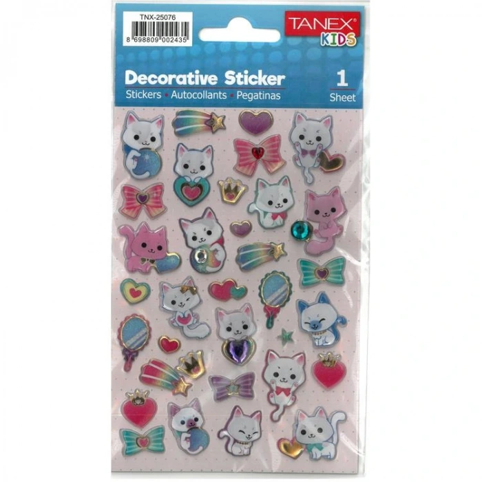 TANEX KIDS TNX-25076 DEKORATİF ETİKETLER - KEDİ SERİSİ STICKER