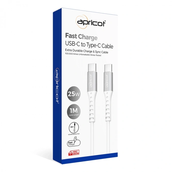 APRİCOT APC-A150T TYPE-C + TYPE-C 1M 25W ŞARJ DATA KABLOSU