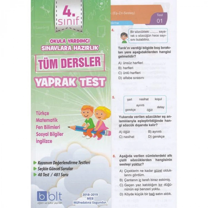BULUT EĞİTİM 4. SINIF TÜM DERSLER YAPRAK TEST