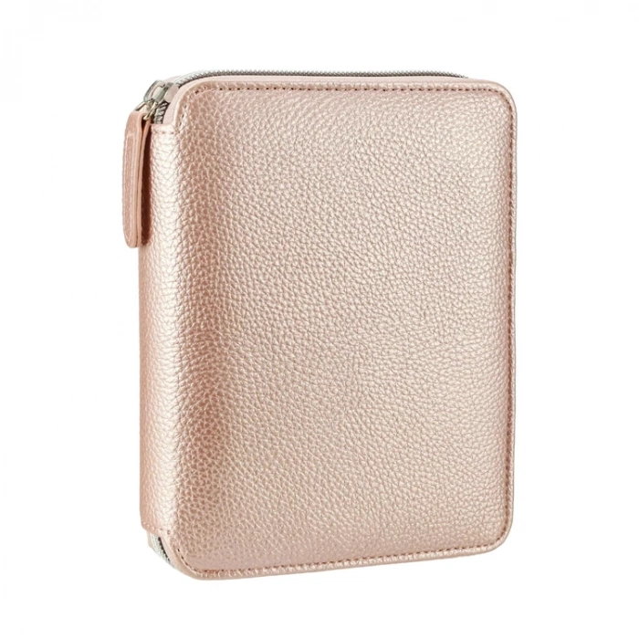 VICTORIAS JOURNALS 0296 KUTULU ZIPPER FOLDER ROSE GOLD 10.5X14.8cm  80YP. ÇİZGİLİ DEFTER