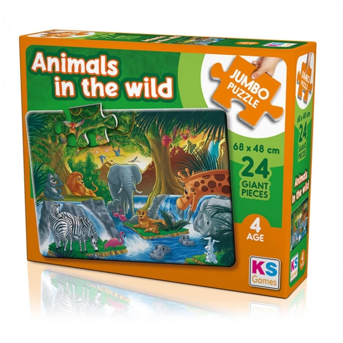 KS GAMES JP31008 ANIMALS IN THE WILD 68x48cm JUMBO YAPBOZ/PUZZLE 24 PARÇA  4YAŞ