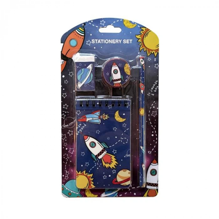 DOLPHİN UZAY DESENLİ 4 PARÇA KIRTASİYE SETİ SPC-06048
