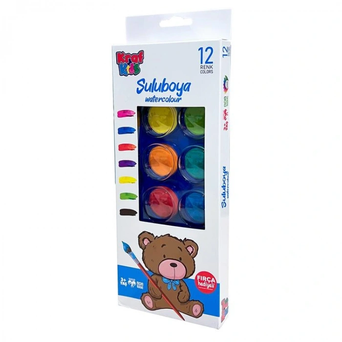 KRAF KIDS KK600 WATERCOLOR- SULUBOYA SETİ 12Lİ KARTON KUTU