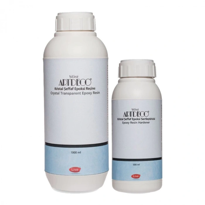ARTDECO EPOKSİ REÇİNE KRİSTAL ŞEFFAF 1000 ML. + ARTDECO EPOKSİ SERTLEŞTİRİCİ KRİSTAL ŞEFFAF 500 ML.