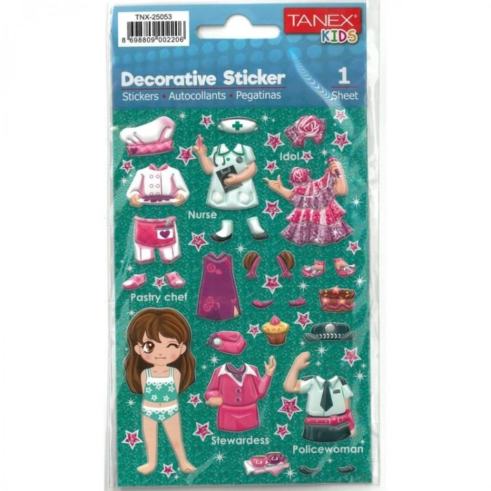 TANEX KIDS TNX-25053 DEKORATİF ETİKETLER - KIYAFET SERİSİ STICKER